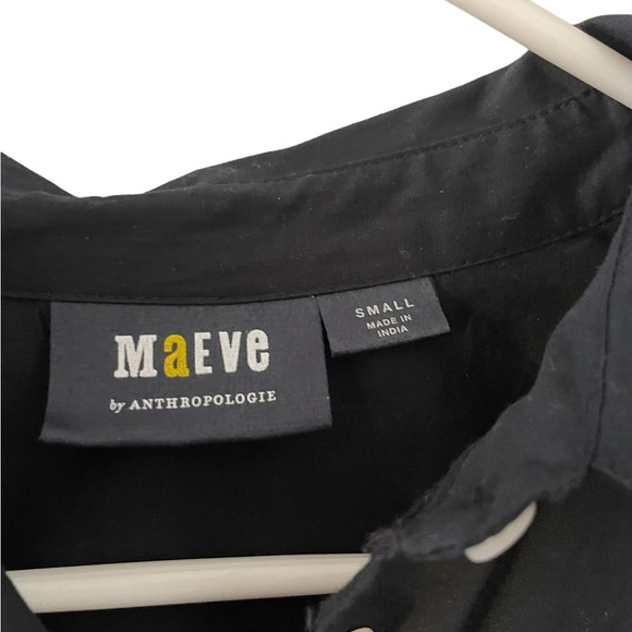 Maeve Anthropologie Poplin Buttondown Shirt Black Small - Picture 9 of 9